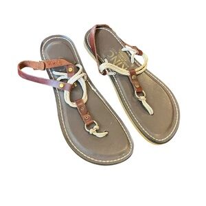 Kino key west brown leather thong sandals flat 8